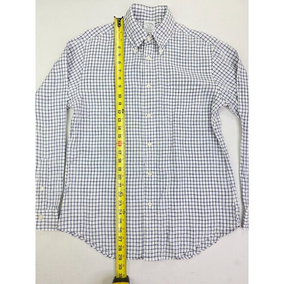 Brooks Brothers Regent Size Medium Men White Blue Check Baird Mcnutt Irish Linen - Picture 9 of 10